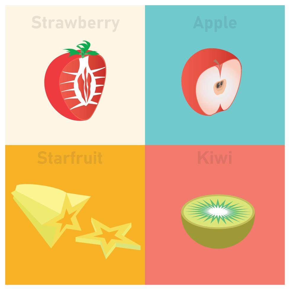 Illustration of isometric tropical fruit set vector icon illustration.  Vector Illustration Suitable for Diagrams, Infographics, And Other Graphic assets