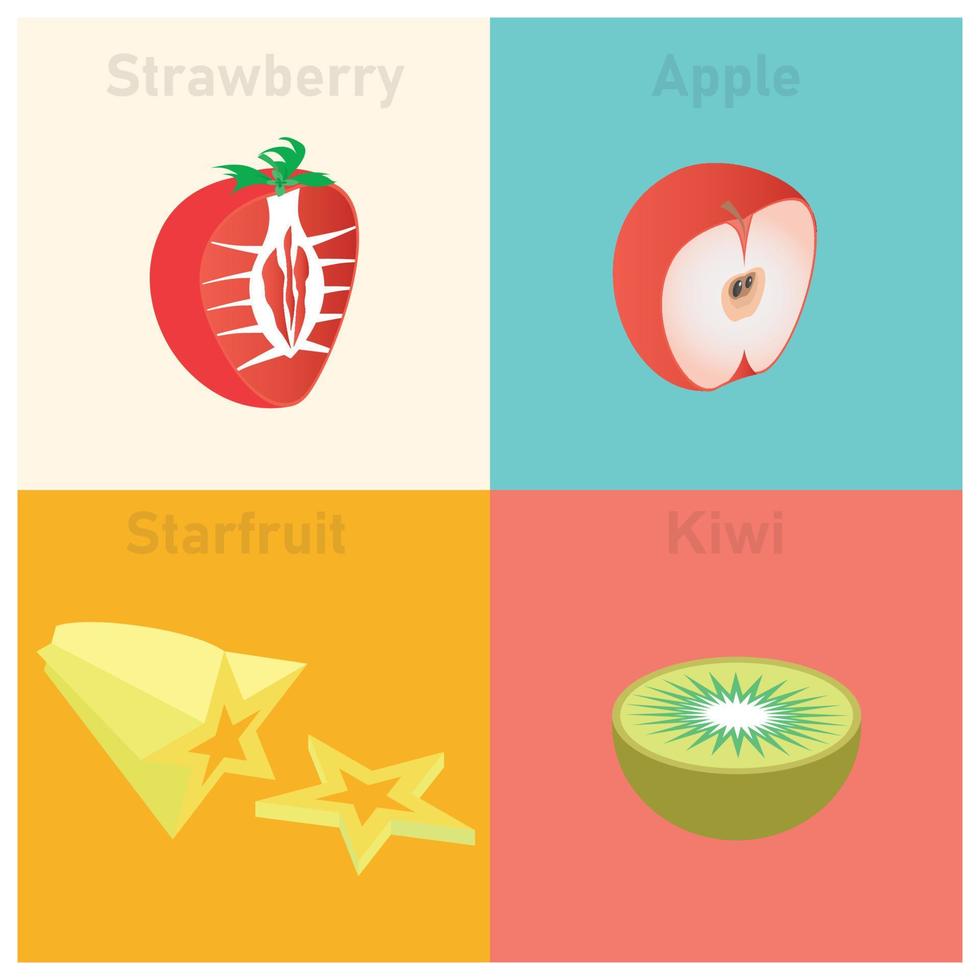 ilustración de la ilustración de icono de vector de conjunto de frutas tropicales isométricas. ilustración vectorial adecuada para diagramas, infografías y otros activos gráficos