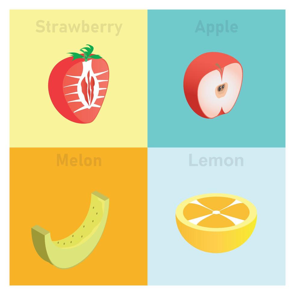 Illustration of isometric tropical fruit set vector icon illustration.  Vector Illustration Suitable for Diagrams, Infographics, And Other Graphic assets