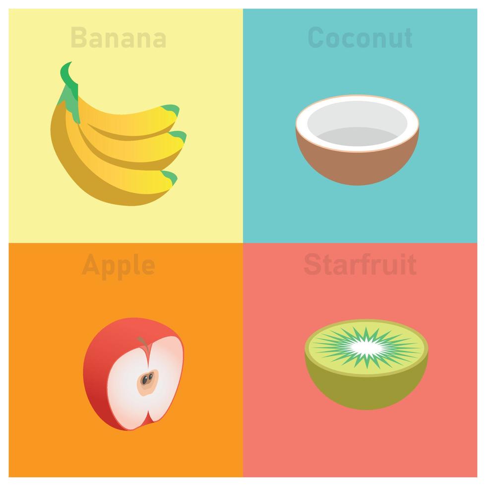 Illustration of isometric tropical fruit set vector icon illustration.  Vector Illustration Suitable for Diagrams, Infographics, And Other Graphic assets