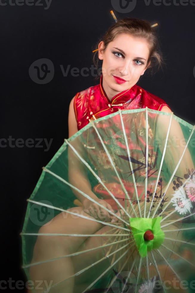 geisha whit umbrella photo