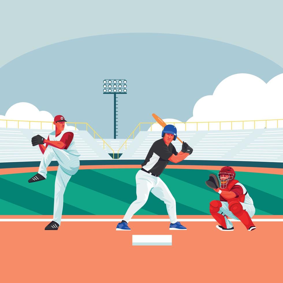 ilustración de vector de personaje de deporte de béisbol