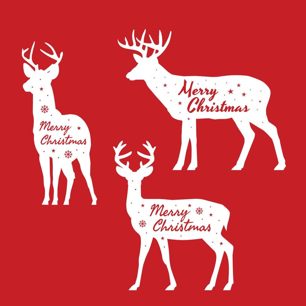 Merry Christmas Deer Red Background vector