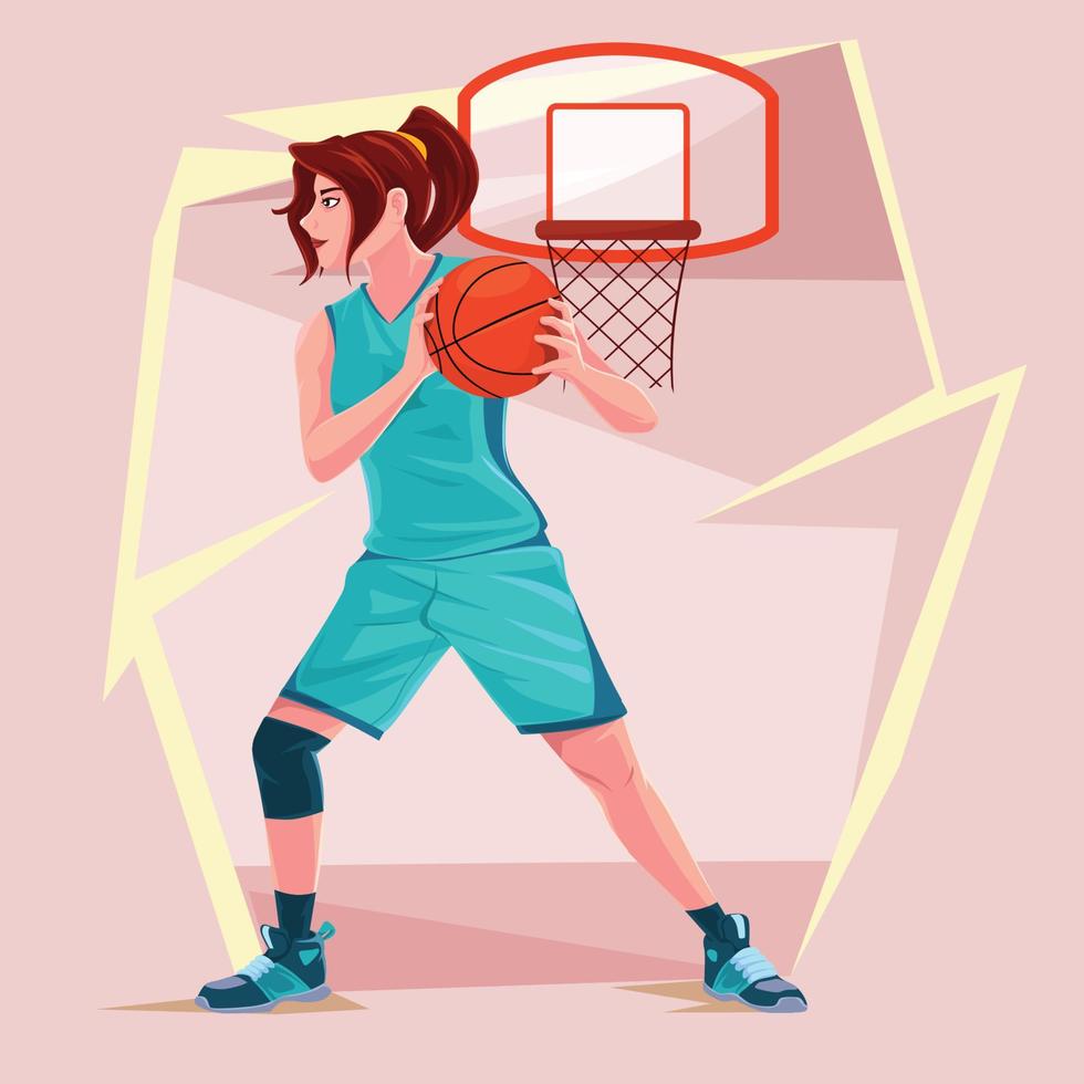 Basketball Player In Women And Girl's National Sport Day Character Template vector