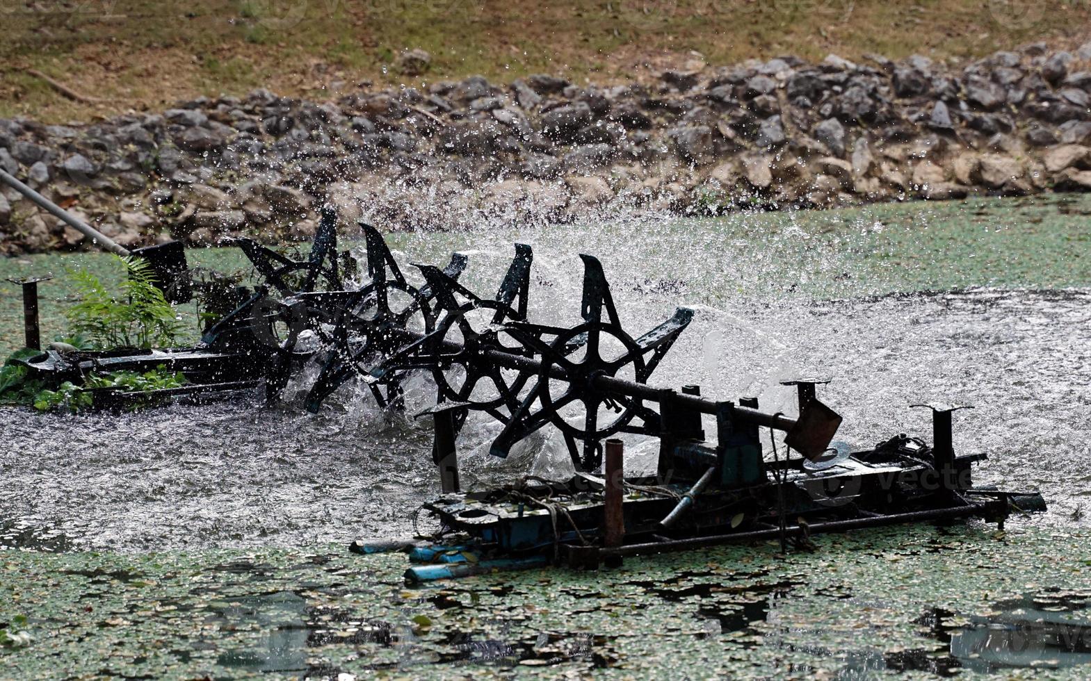 A water turbine is a machine that adds air to treat wastewater. soft and selective focus. photo