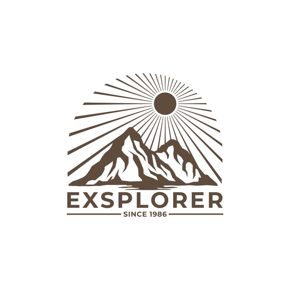 vintage mountain adventure logo template design vector