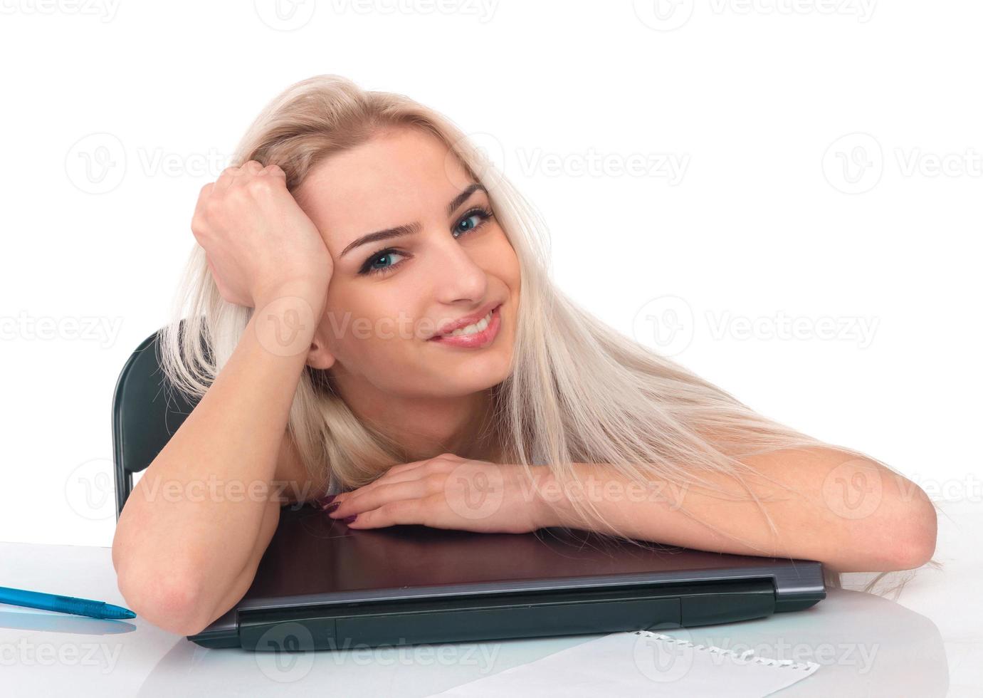 Girl with laptop photo