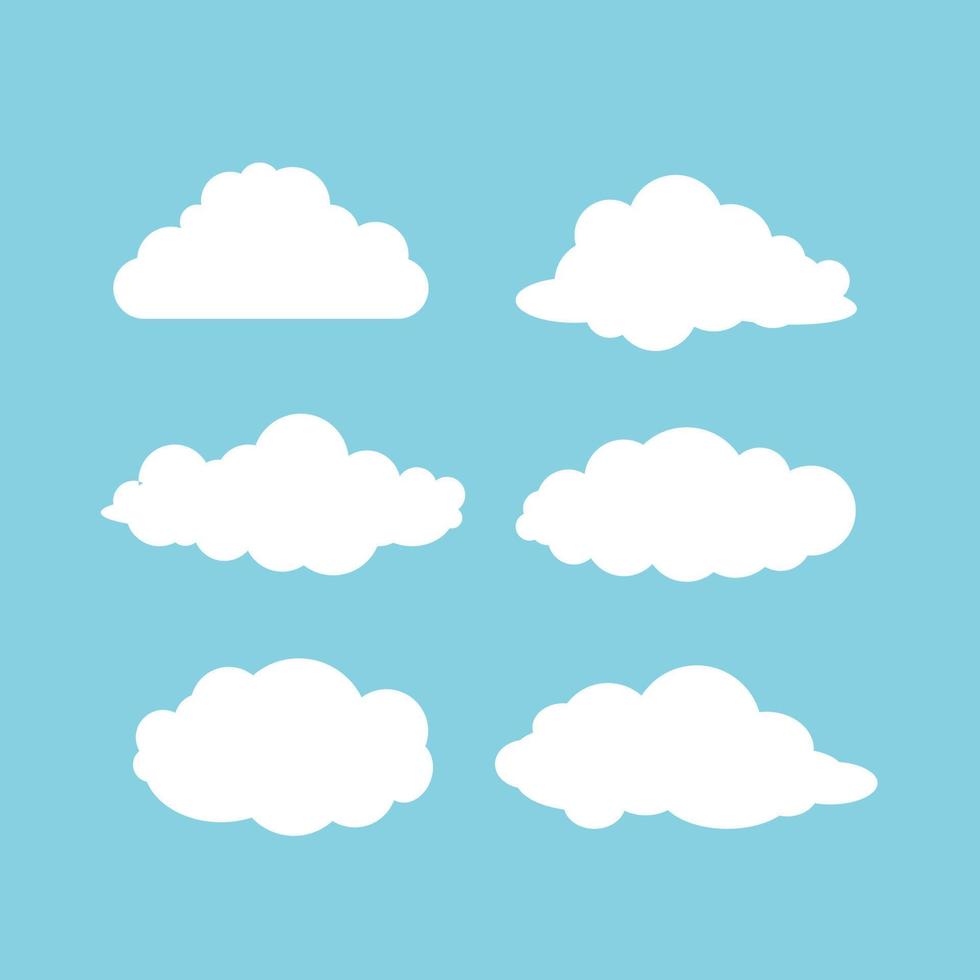 Set of different clouds on blue background..eps vector