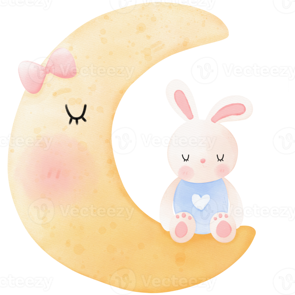 Sleeping bunny and moon png