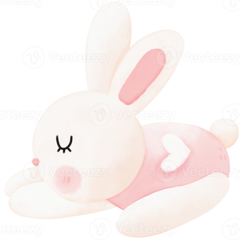 sleepy bunny watercolor illustration png