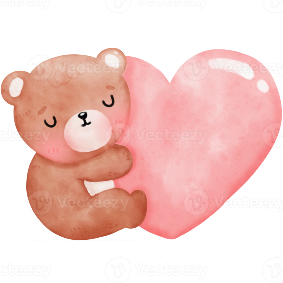Cute bear and heart png