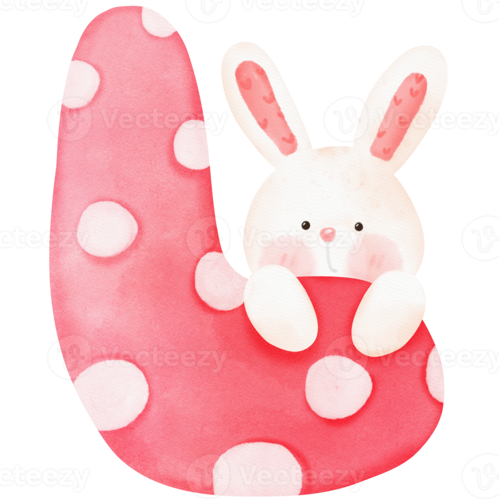 Cute bunny watercolor illustration png