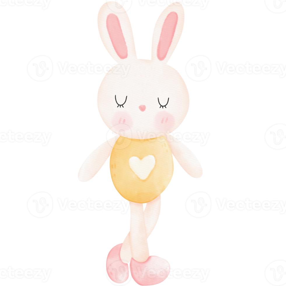 sleepy bunny watercolor illustration png