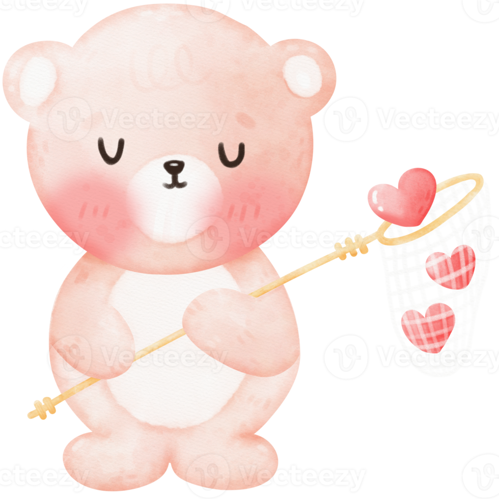 Cute bear and heart png