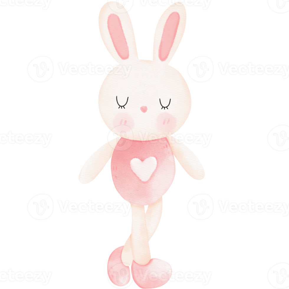 sleepy bunny watercolor illustration png