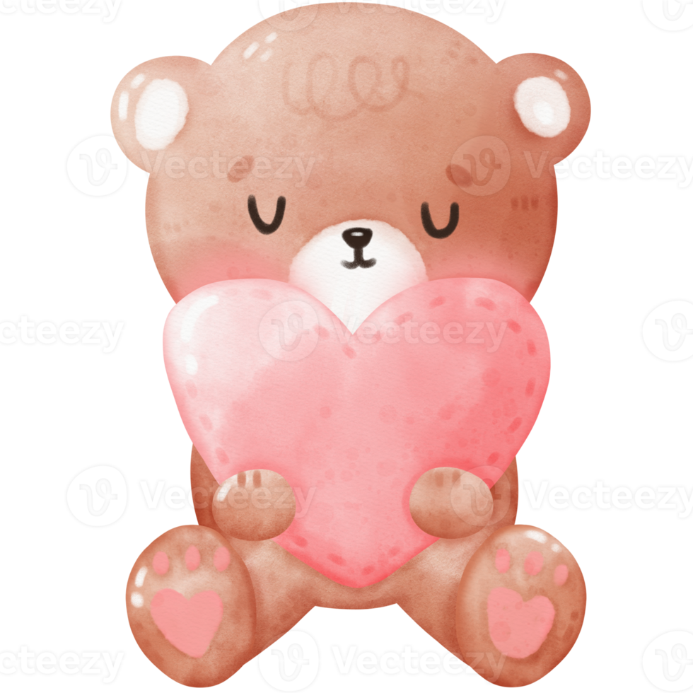 Cute bear and heart png