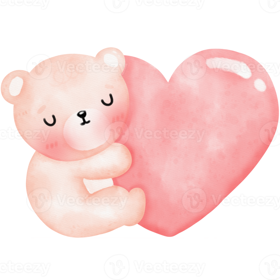 Cute bear and heart png