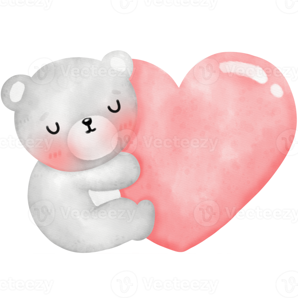 Cute bear and heart png