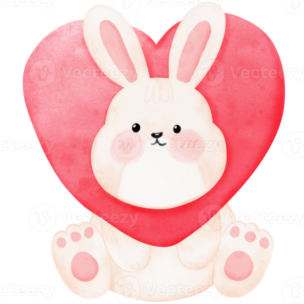 Cute bunny watercolor illustration png