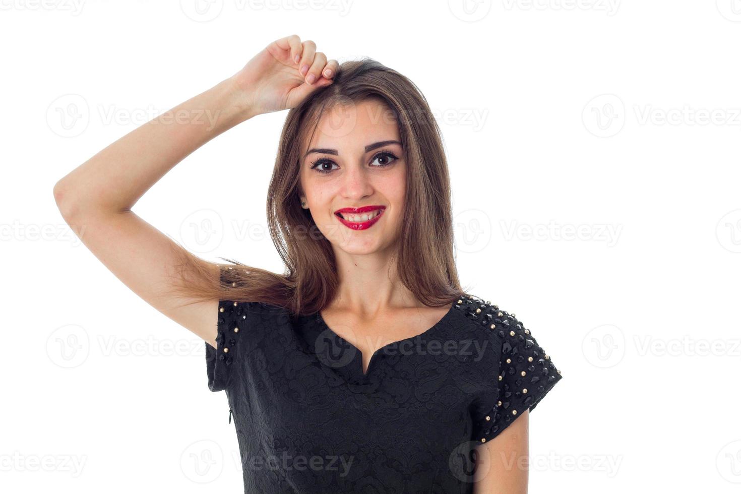 lovely girl smiling on camera photo