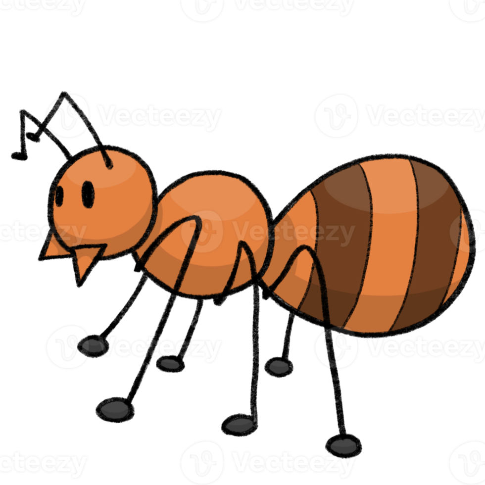 Ant Cartoon pencil draw style of animal and plant in the garden
