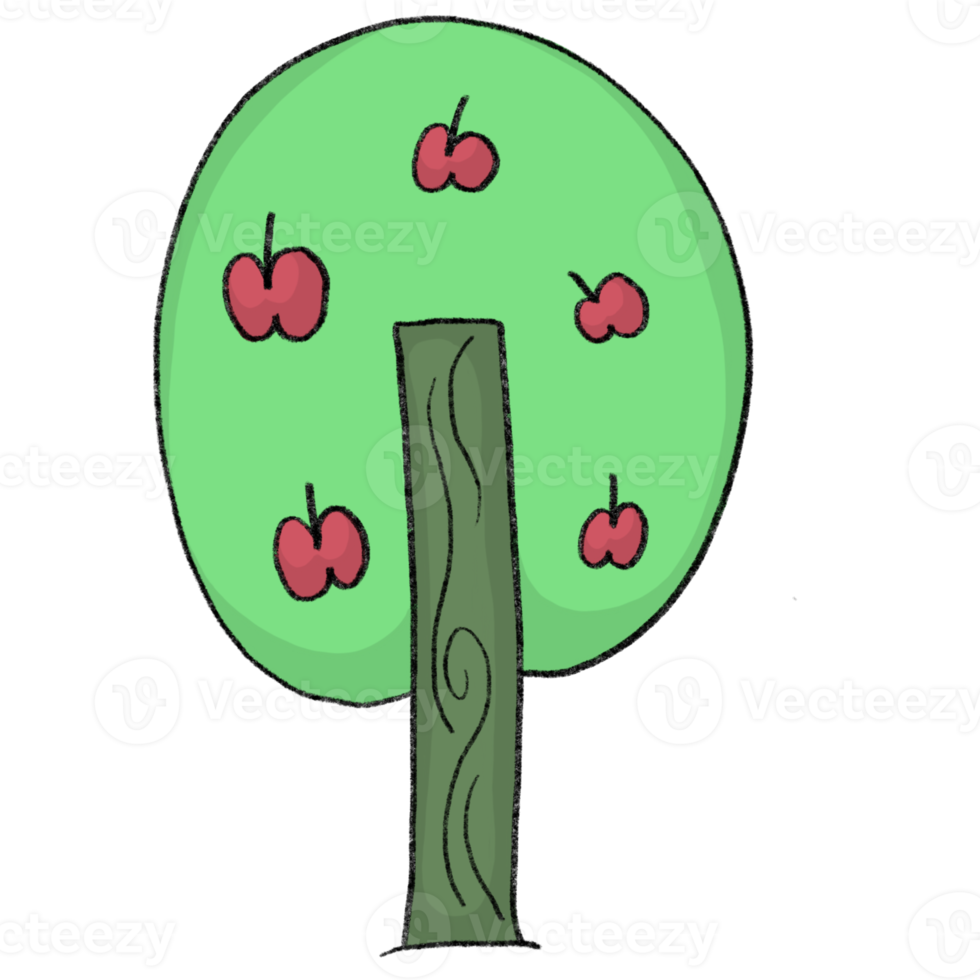 Tree - Cartoon pencil draw style of animal and plant in the garden pencil draw png