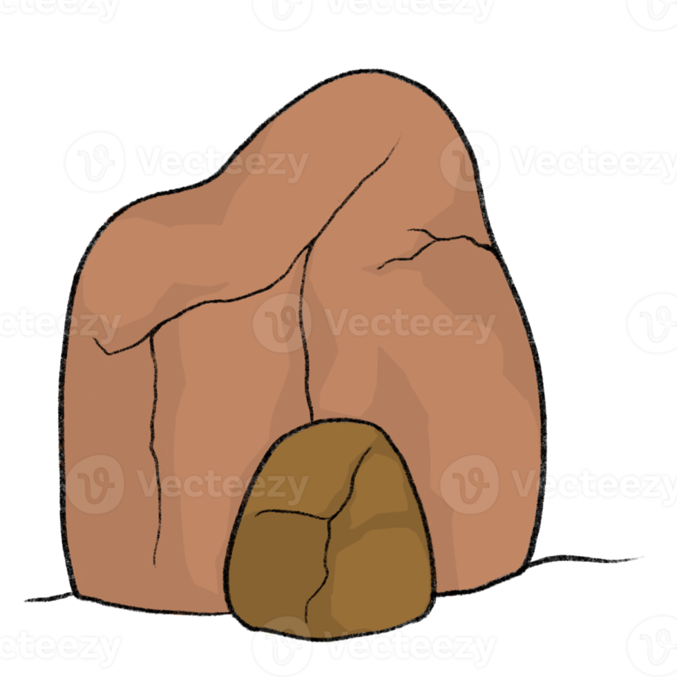 Rock Stone -  Cartoon pencil draw style of animal and plant in the garden pencil draw png