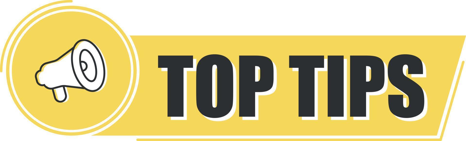 Megaphone top tips with on yellow background. Megaphone banner. Web design. vector