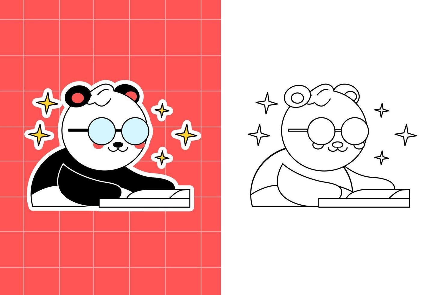 página para colorear de la familia panda para niños pequeños vector