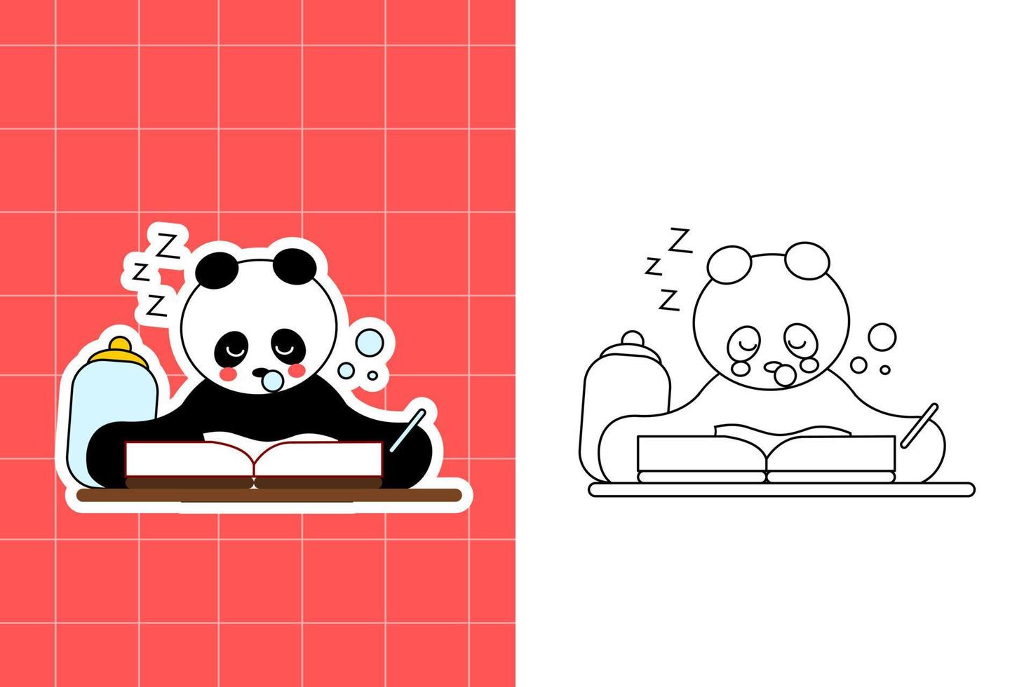 colouring page of panda family for toddler vector