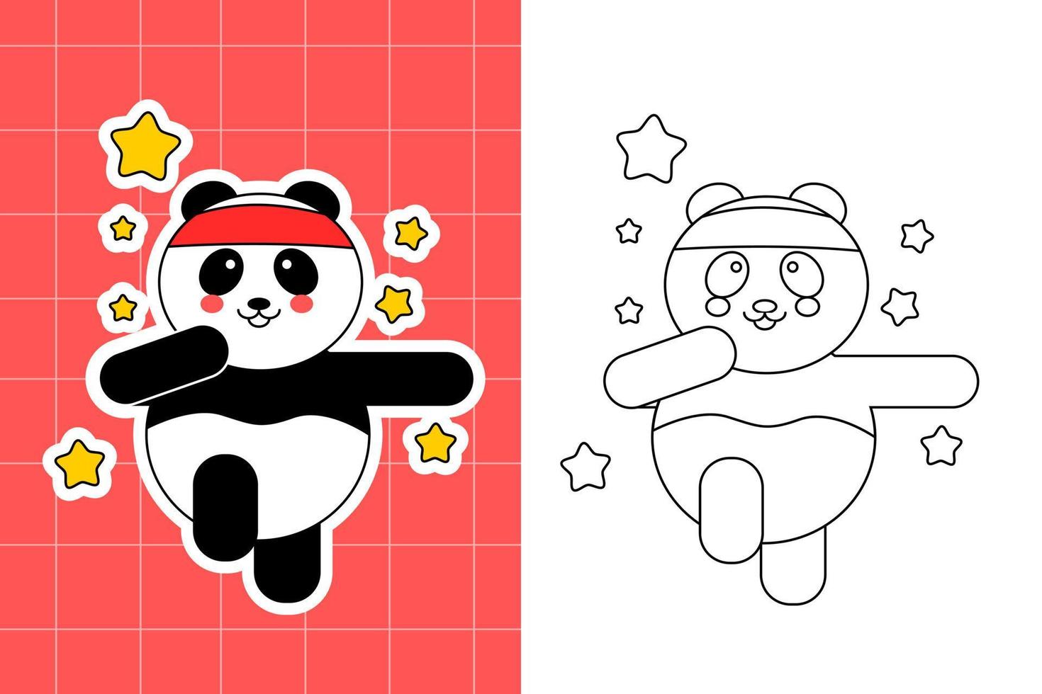 colouring page of panda family for toddler vector