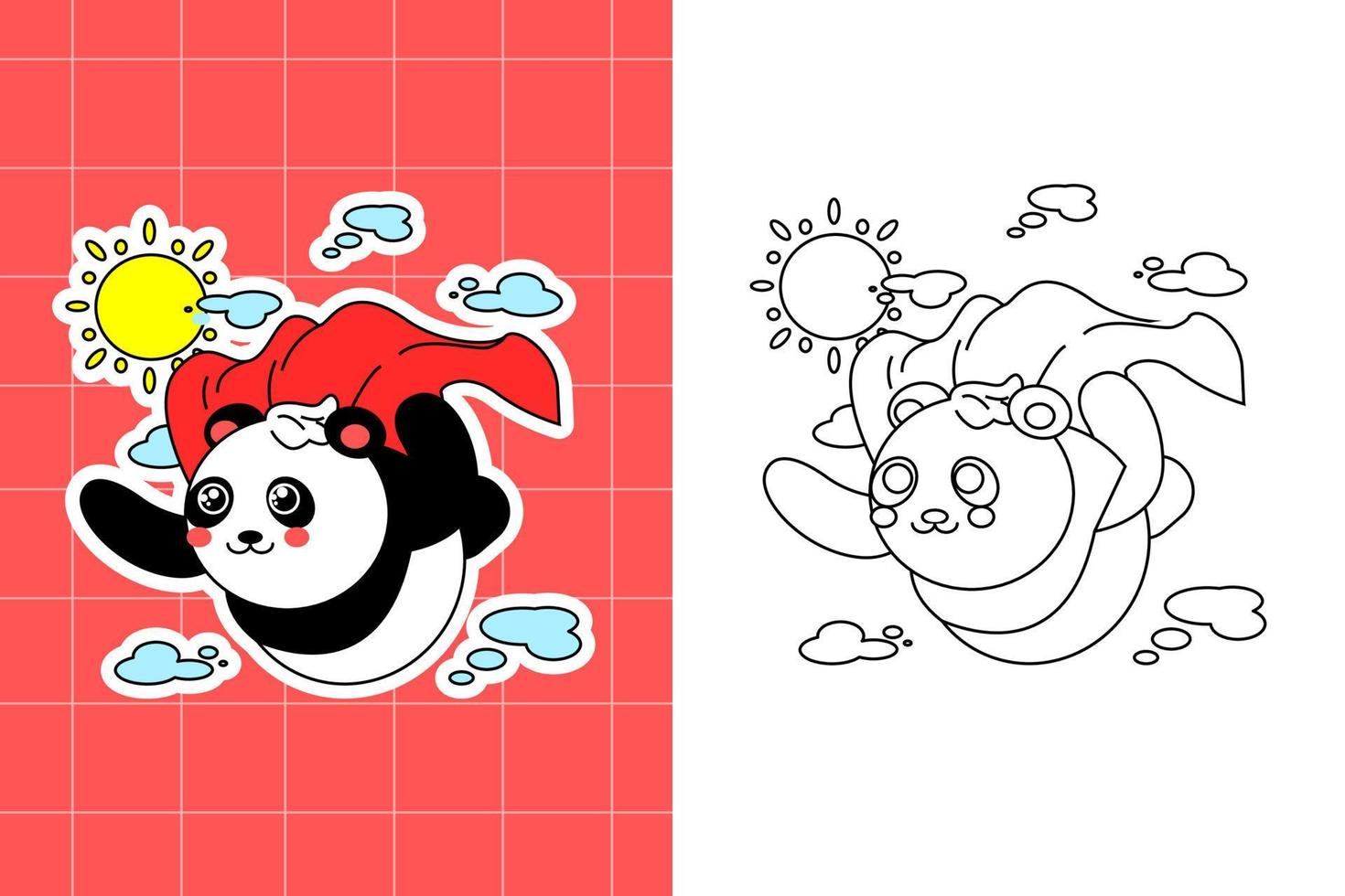 colouring page of panda family for toddler vector