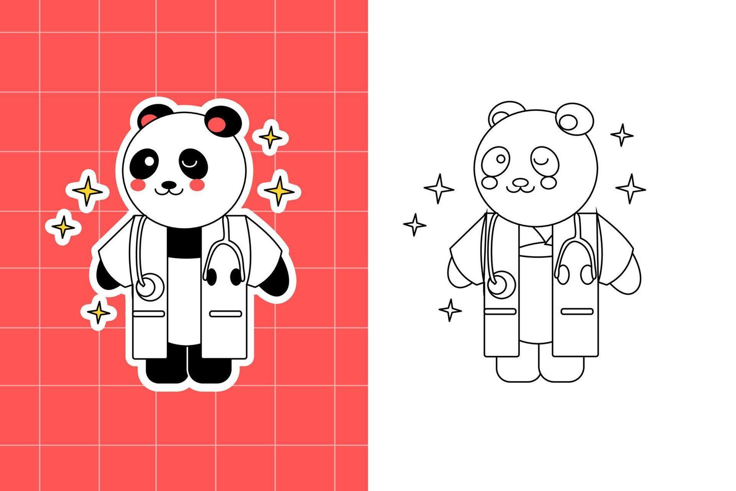 colouring page of panda family for toddler vector