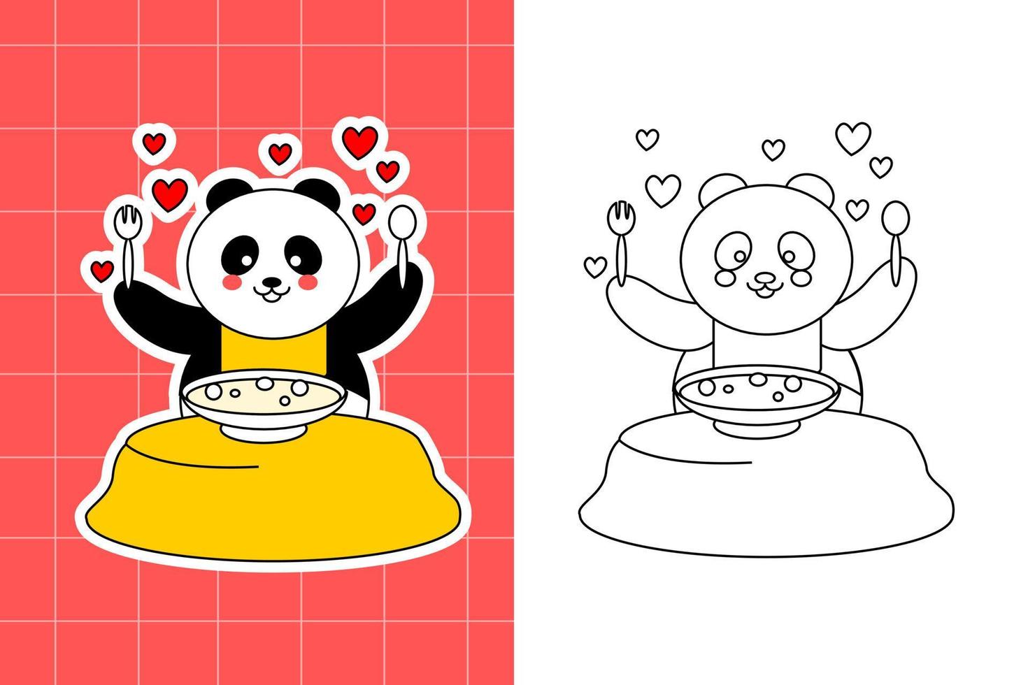colouring page of panda family for toddler vector