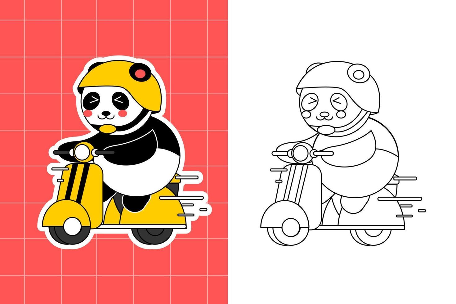 página para colorear de la familia panda para niños pequeños vector