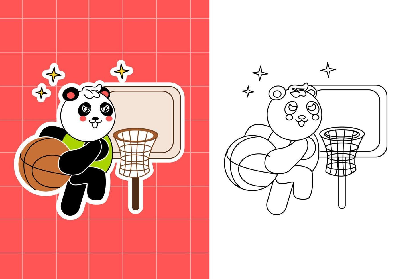 colouring page of panda family for toddler vector