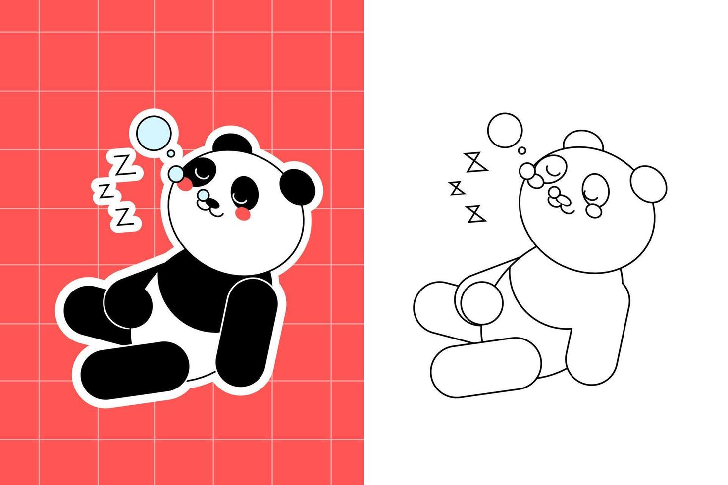 colouring page of panda family for toddler vector