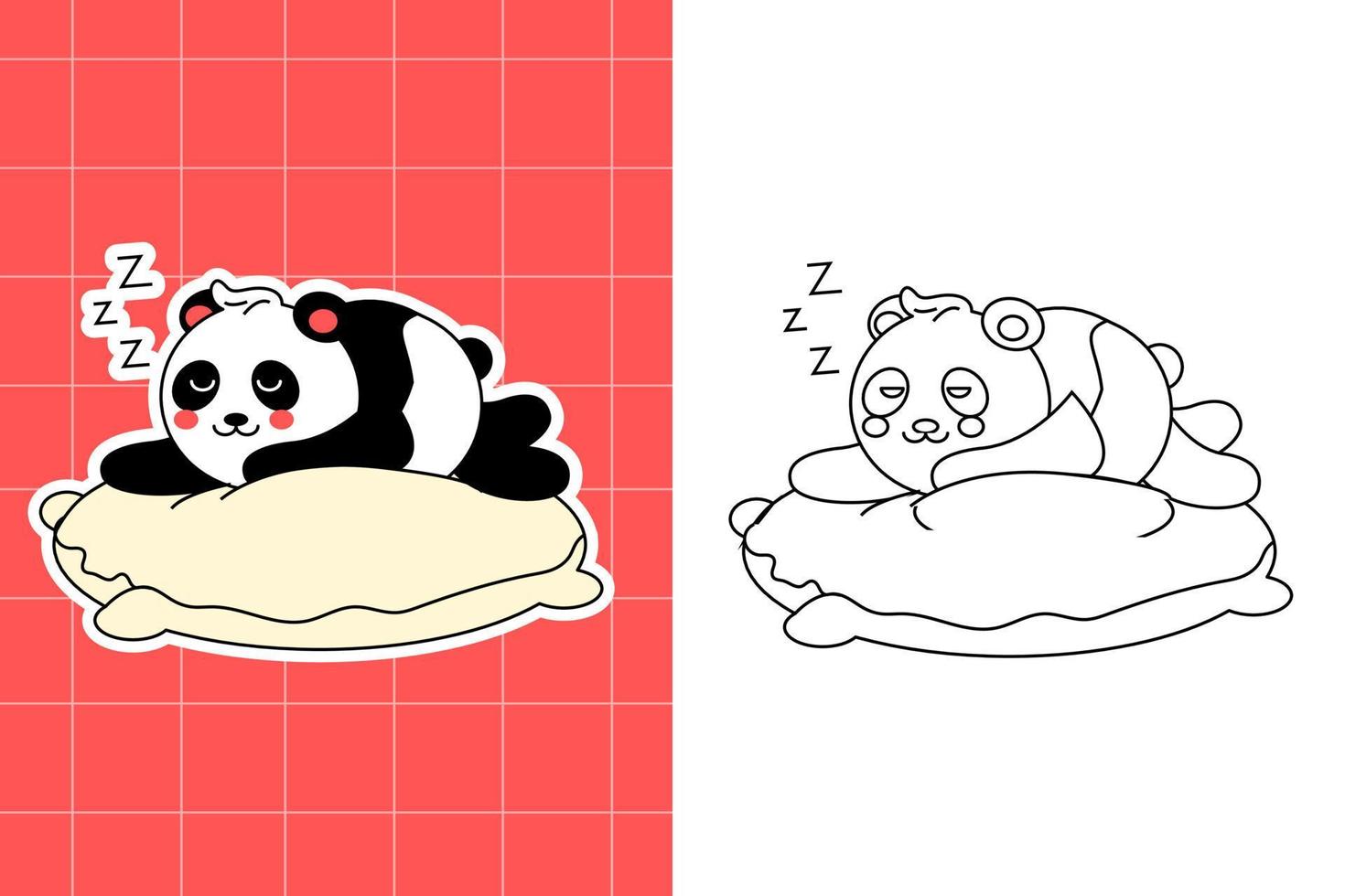 colouring page of panda family for toddler vector