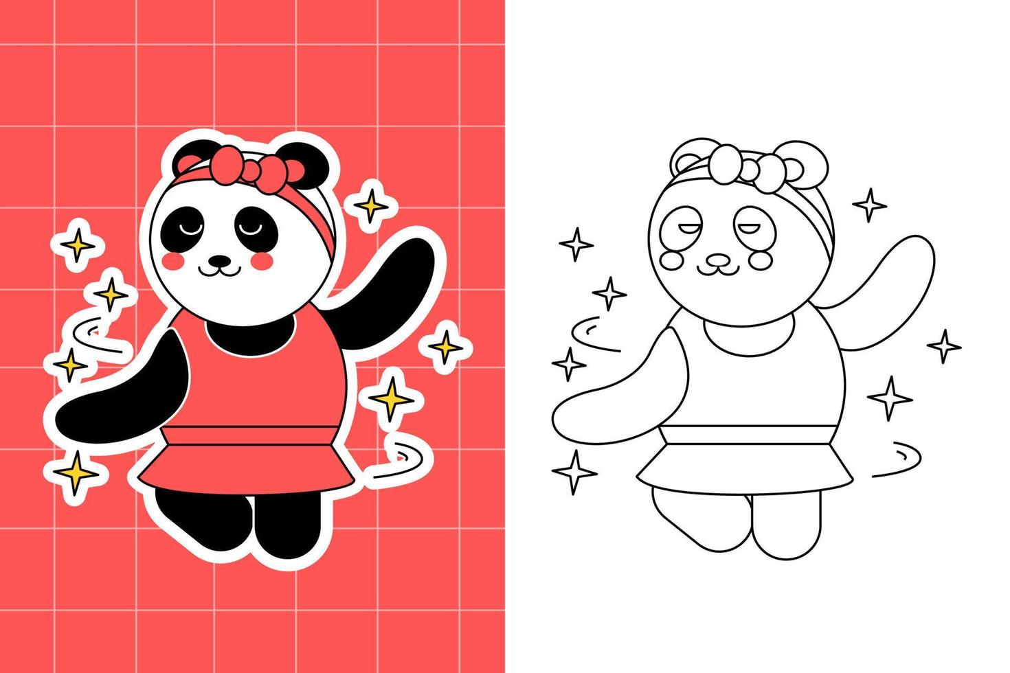 colouring page of panda family for toddler vector