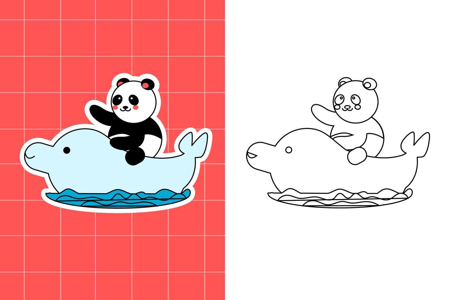 colouring page of panda family for toddler vector
