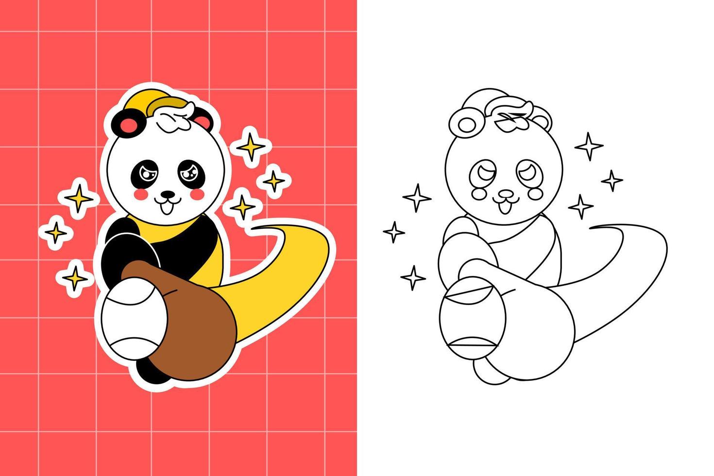 colouring page of panda family for toddler vector