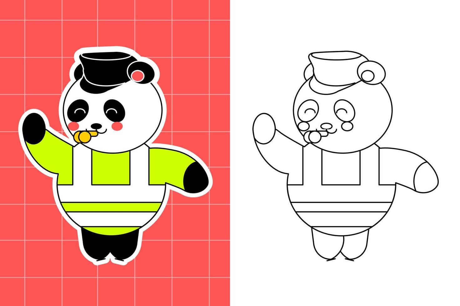 colouring page of panda family for toddler vector