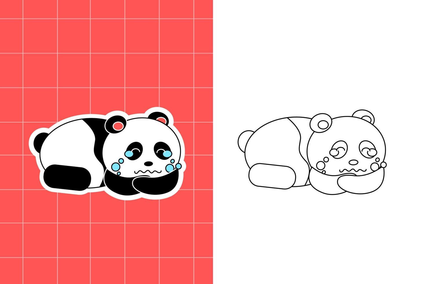 colouring page of panda family for toddler vector