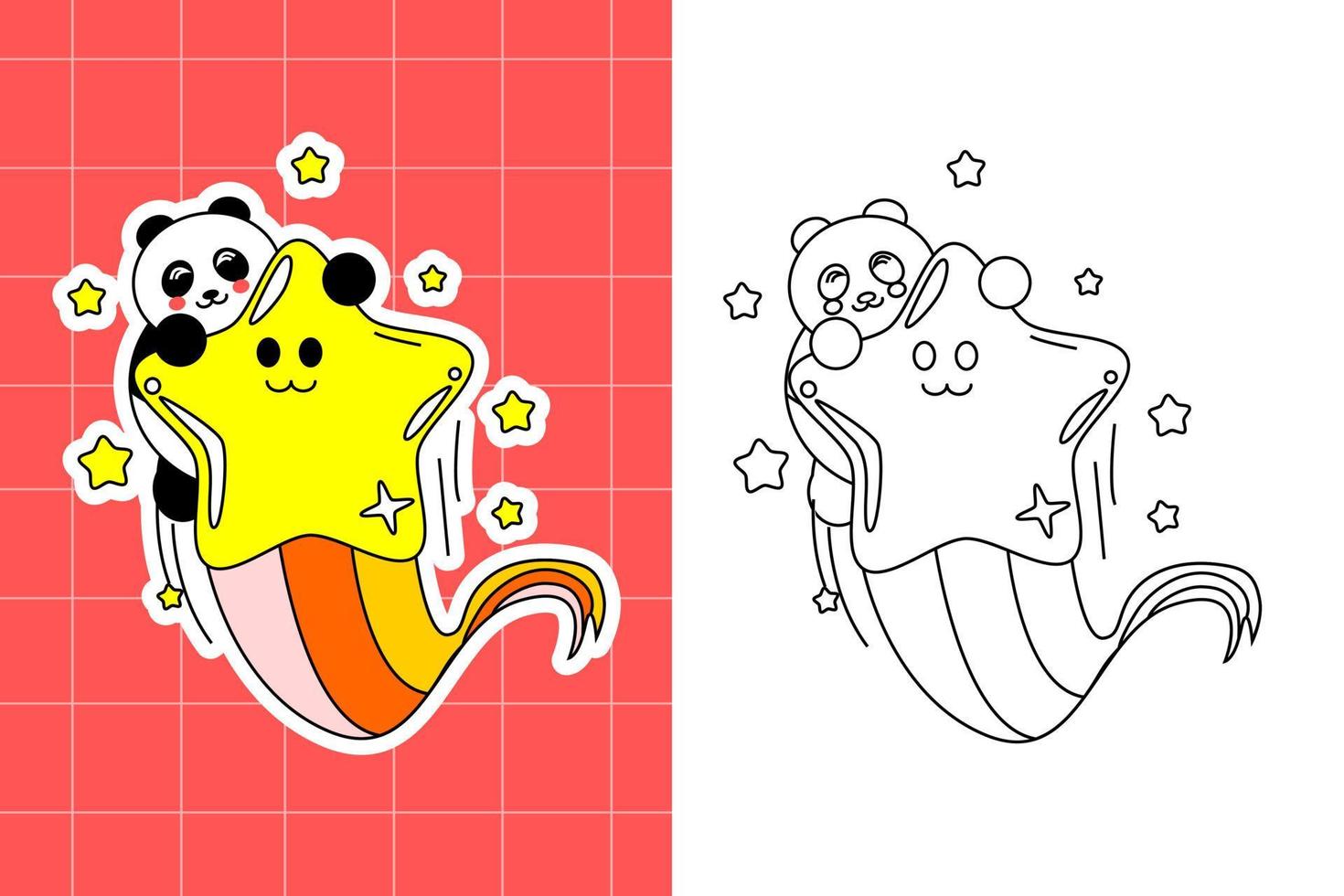 colouring page of panda family for toddler vector
