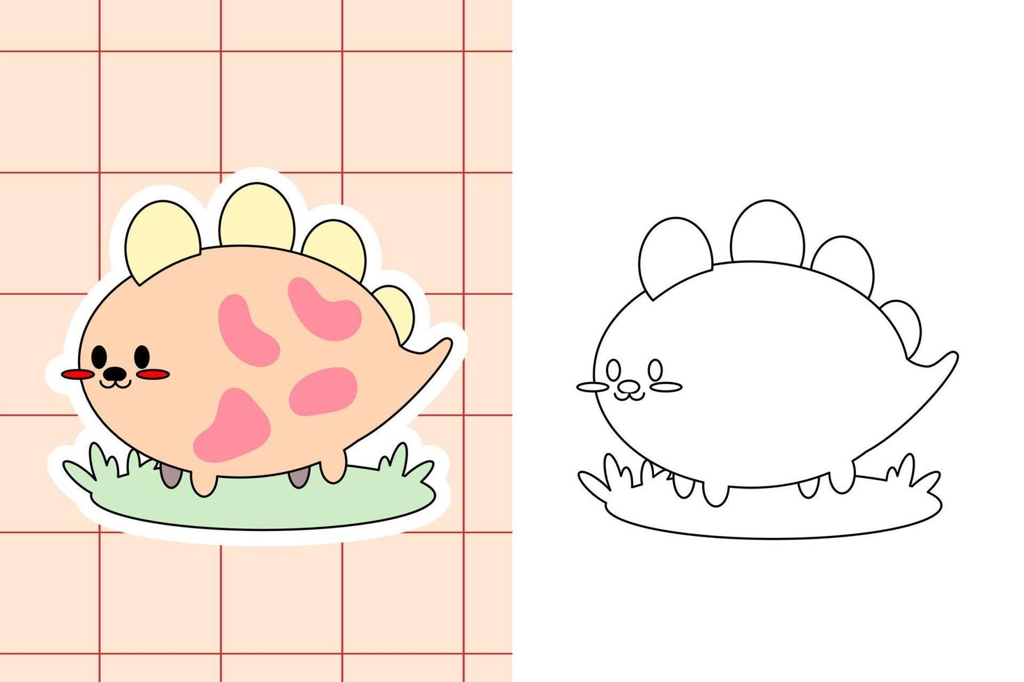 dinosaur colouring page and sticker for toddler vector