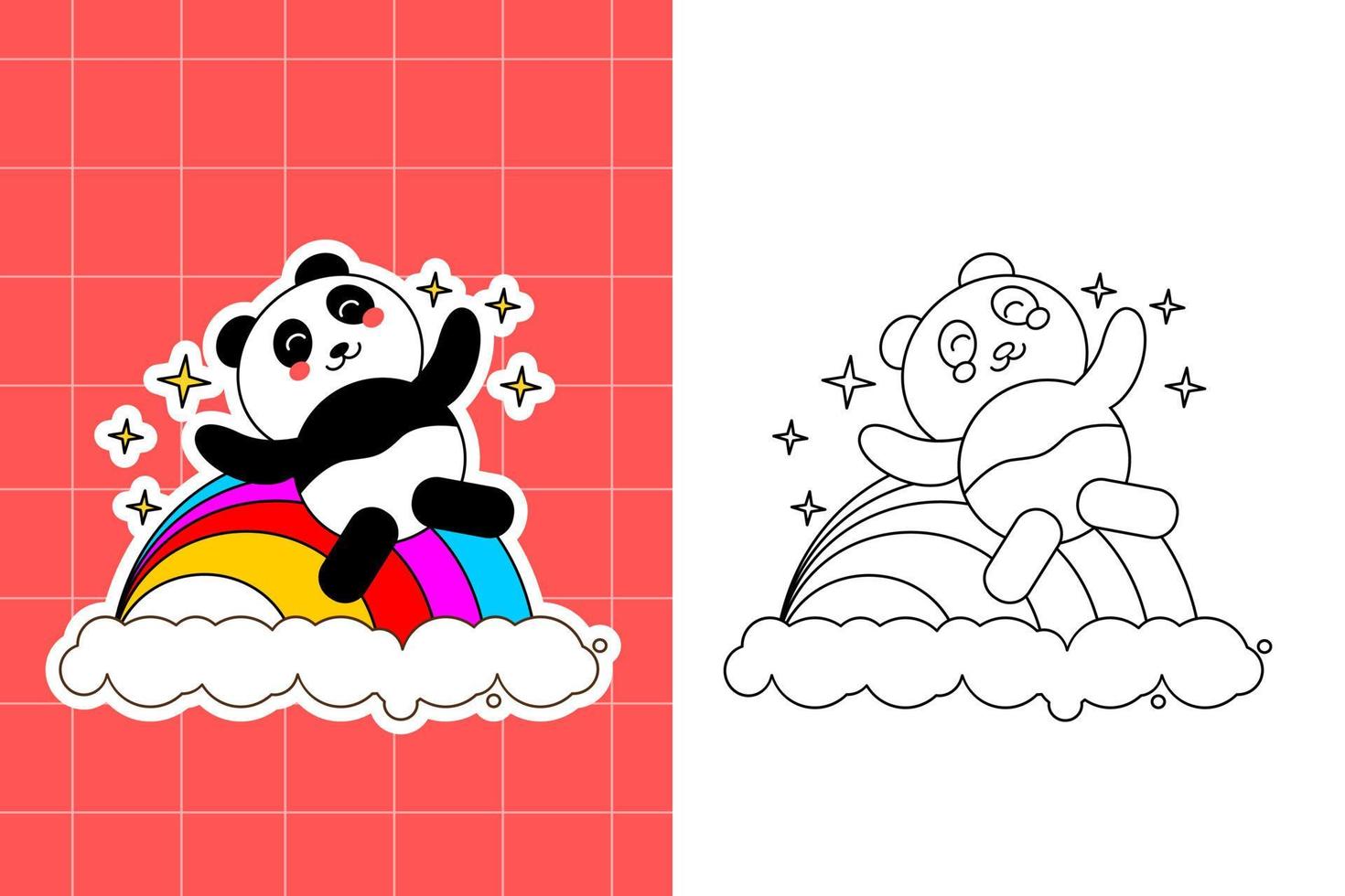 colouring page of panda family for toddler vector