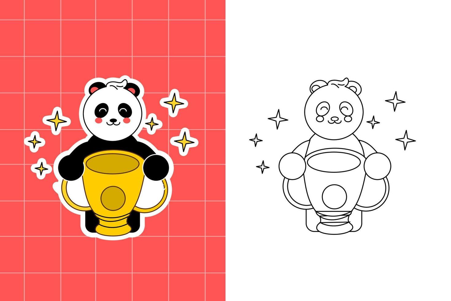 colouring page of panda family for toddler vector