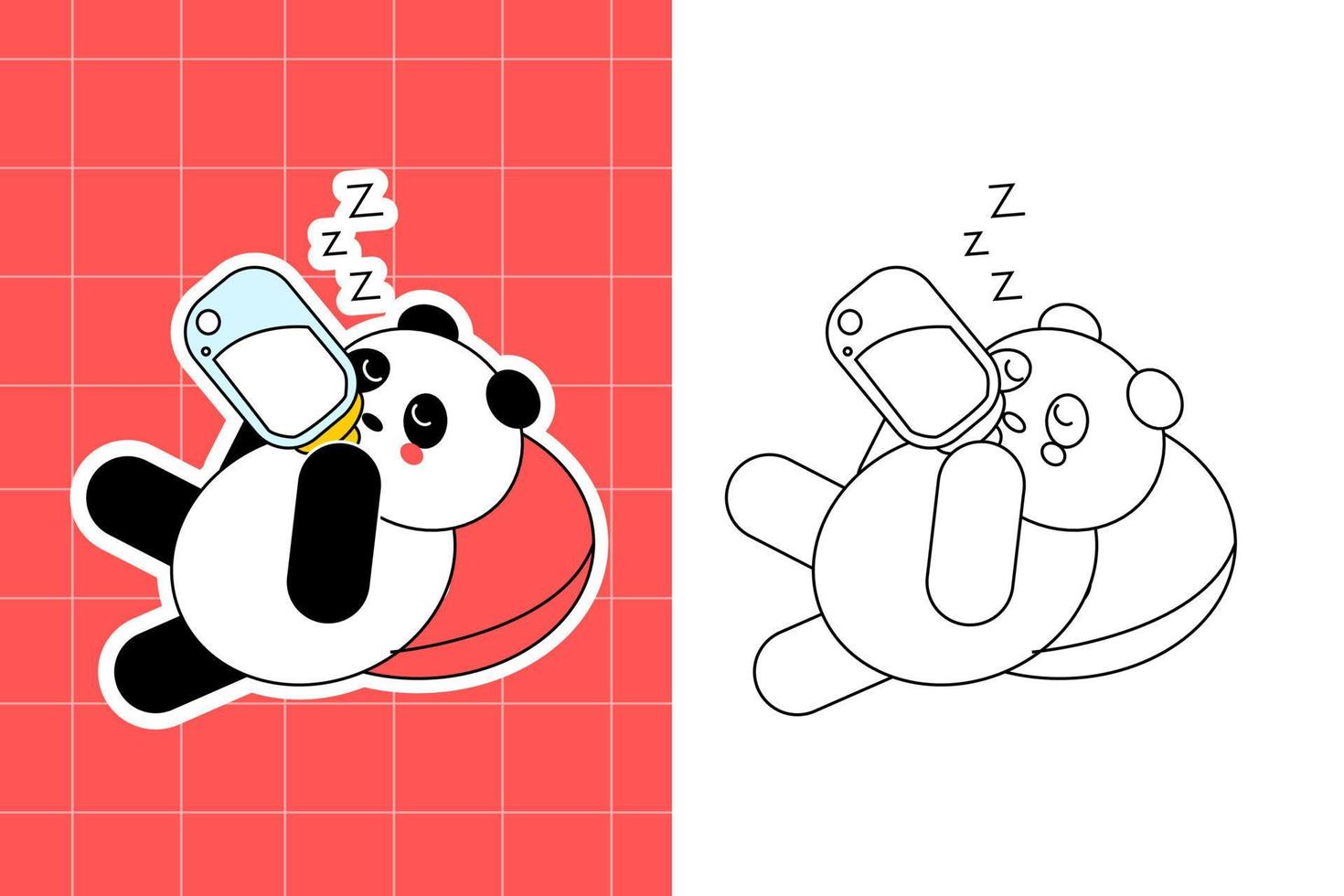 colouring page of panda family for toddler vector
