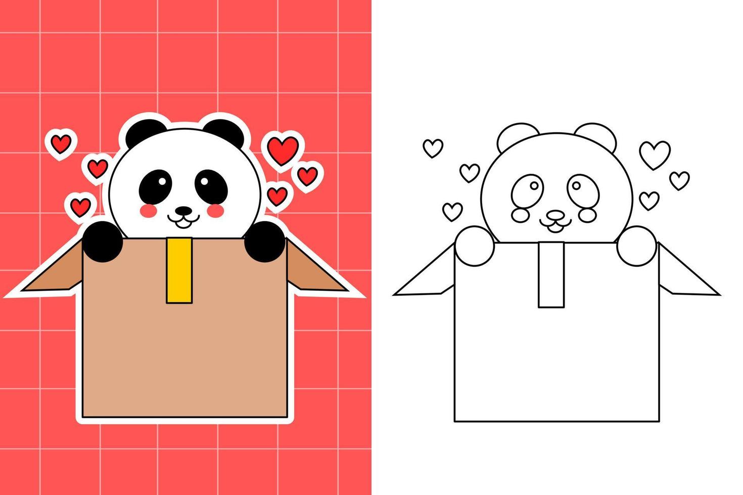 colouring page of panda family for toddler vector