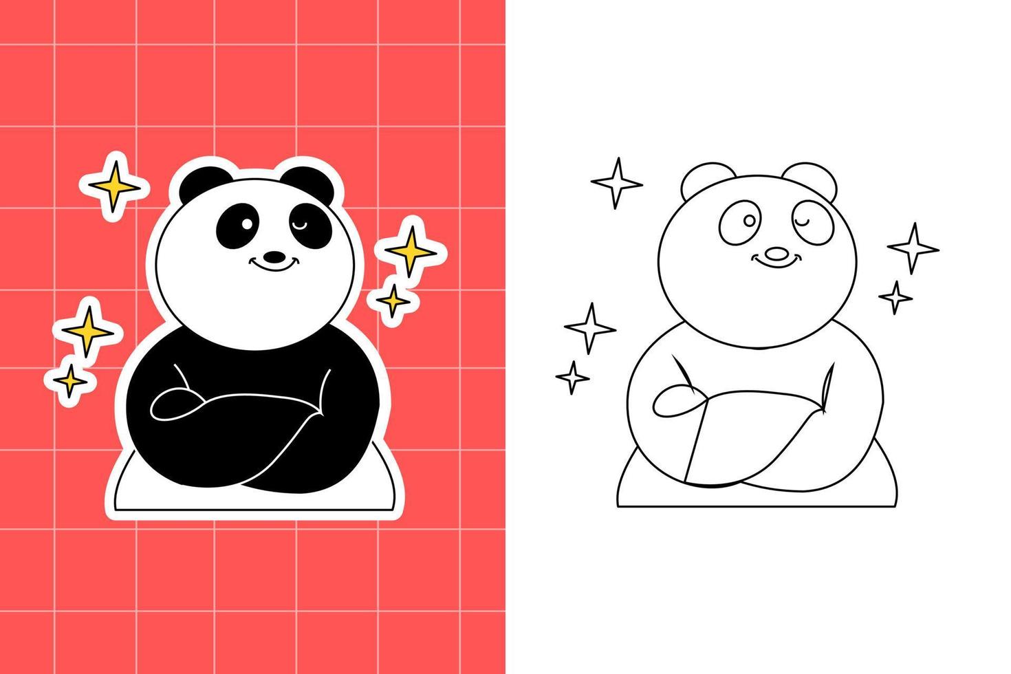 colouring page of panda family for toddler vector
